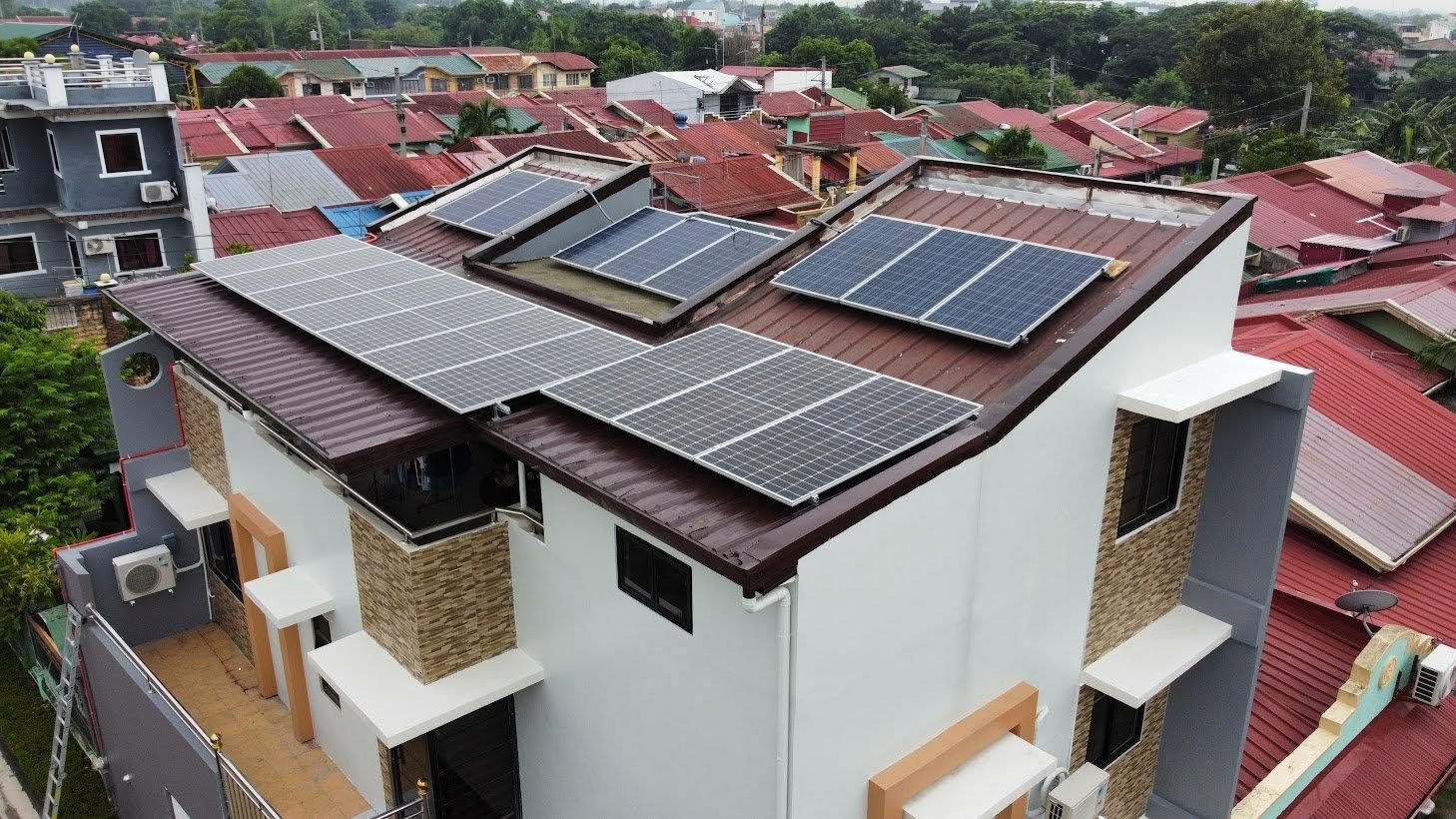 Solar panels installed on a two-storey home